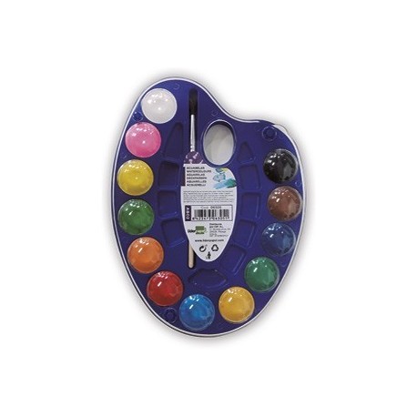 Acuarela Liderpapel 12 colores con paleta de plastico