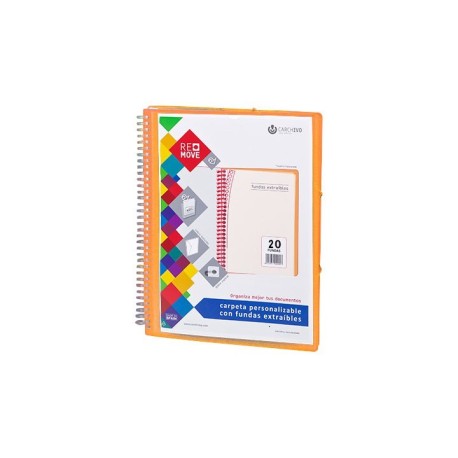 Carpeta 20 fundas extraíbles naranja