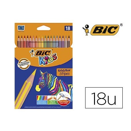 Llapis de color Bic evolution stripes 18 colors