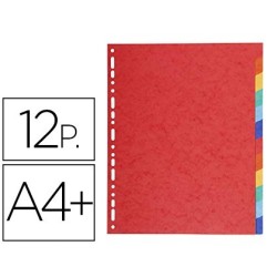 Separadors cartolina brillant 12 separadors A4+ multitaladre