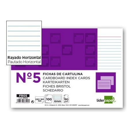 Fitxa Liderpapel ratllada nº5 160x220mm 100u.