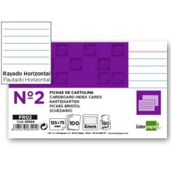Fitxa Liderpapel ratllada nº2 75x125mm 100u.