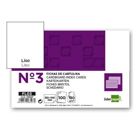 Fitxa Liderpapel llisa nº3 100x150mm 100u.