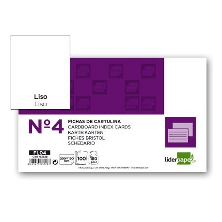 Fitxa Liderpapel llisa nº4 125x200mm 100u.