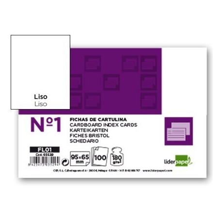 Fitxa Liderpapel llisa nº1 65x95mm 100u.