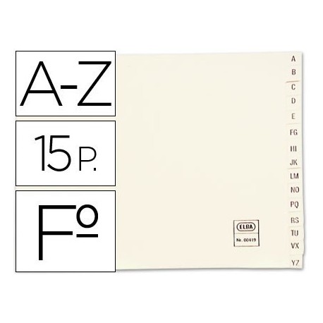 Separadors de cartolina alfabètic AZ Foli