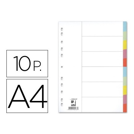 Separadors de cartolina 10sep. A4 multitaladre