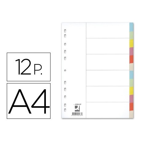 Separadors de cartolina 12sep. A4 multitaladre