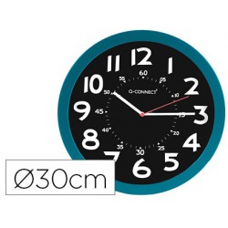 Reloj de pared plastico oficina redondo 30cm azul