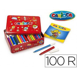 Rotulador Carioca kit caja metálica 100u.